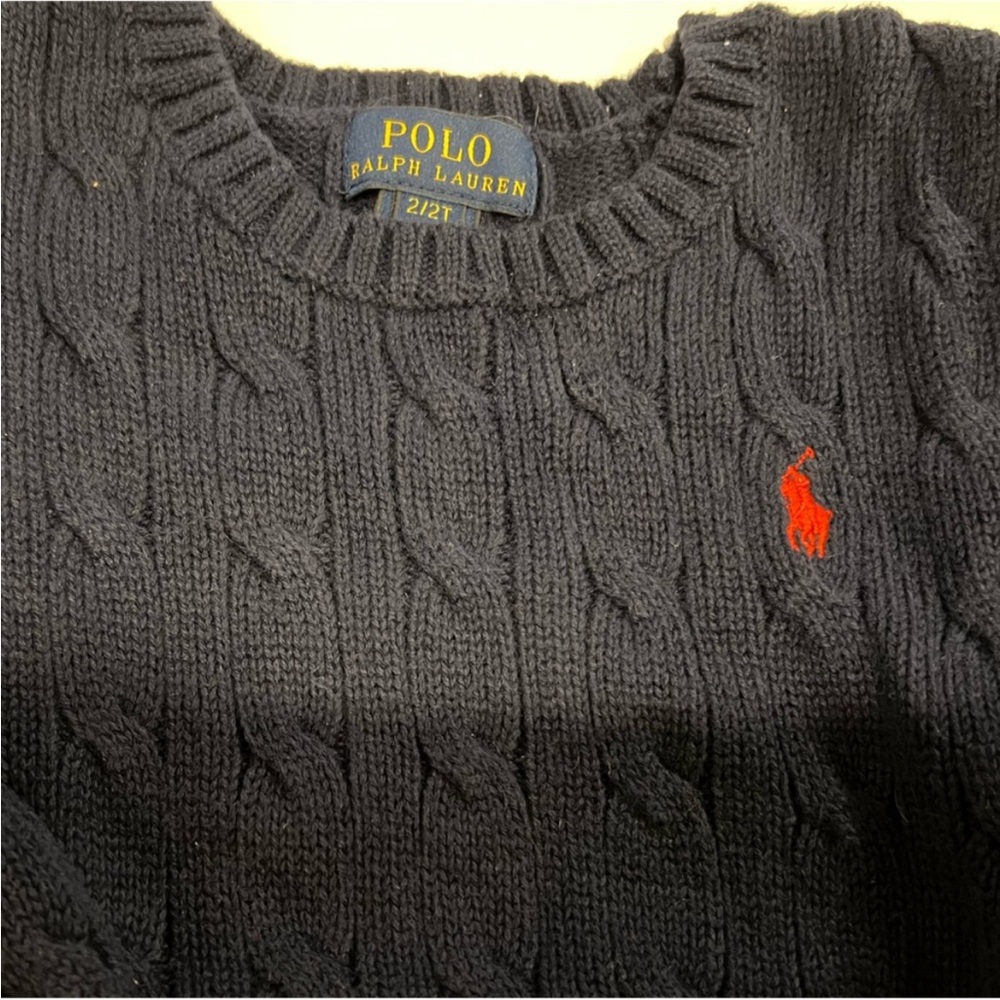 Polo Ralph Lauren Navy Blue Cable Knit Sweater 2T - Picture 3 of 3